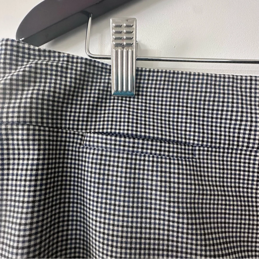 Banana Republic Plaid Blue Cream Black Pencil Suit Skirt Size 14